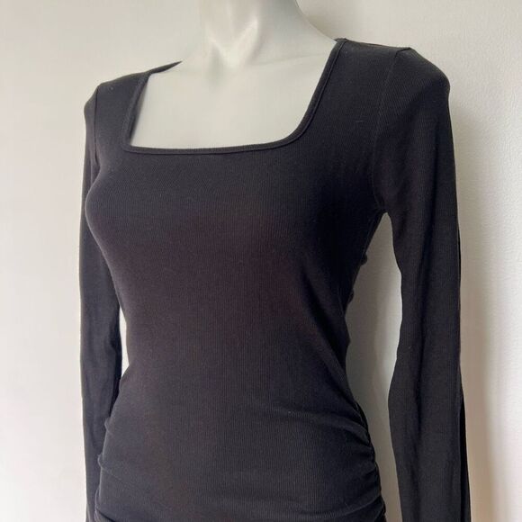 Michael Stars Natalie Square Neck ribbed ruched midi dress - Picture 7 of 16